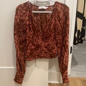 Astr Red and Pink Patterned Blouse